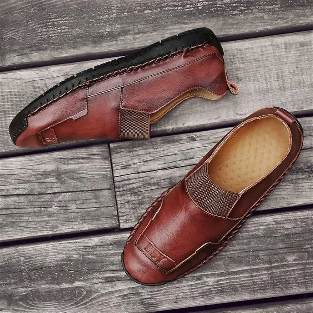 Loafer Shoes Driving Moccasins for Men Genuine Leather Round Toe Stitching Details Rubber Sole Lightweight Resistant Anti-Slip Driving Slip on for Any Attire