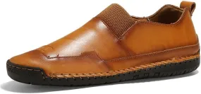 Loafer Shoes Driving Moccasins for Men Genuine Leather Round Toe Stitching Details Rubber Sole Lightweight Resistant Anti-Slip Driving Slip on for Any Attire