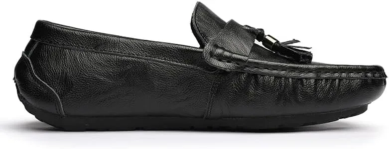 Loafers for Men Round Toe Vegan Leather with Tassel Driving Loafers Slip Resistant Anti-Slip Comfortable Party Slip-ons