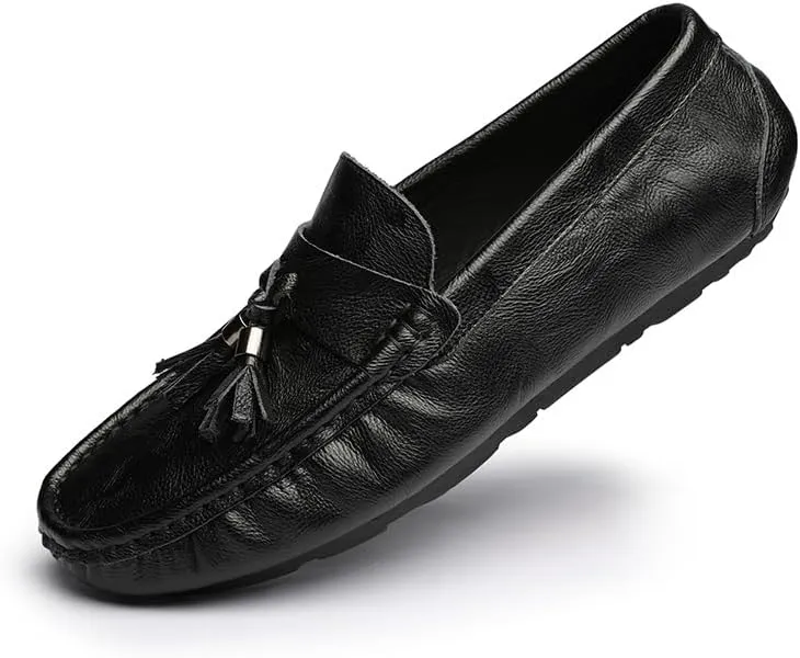 Loafers for Men Round Toe Vegan Leather with Tassel Driving Loafers Slip Resistant Anti-Slip Comfortable Party Slip-ons