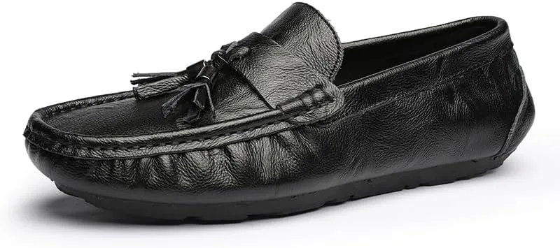 Loafers for Men Round Toe Vegan Leather with Tassel Driving Loafers Slip Resistant Anti-Slip Comfortable Party Slip-ons