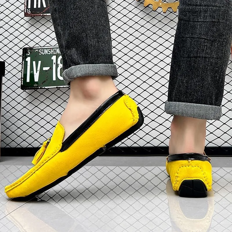 Loafers for Men Round Toe Vegan Suede Leather Driving Loafers with Tassel Comfortable Lightweight Anti-Slip Party Casual Slip-on