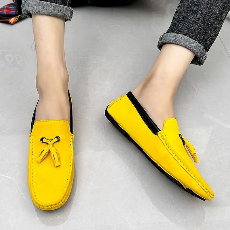 Loafers for Men Round Toe Vegan Suede Leather Driving Loafers with Tassel Comfortable Lightweight Anti-Slip Party Casual Slip-on