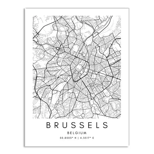 London Paris New York City Map Wall Art Fine Art Canvas Print CUSTOM City Map Picture Minimalist Black White Nordic Style Home Office Interior Decor