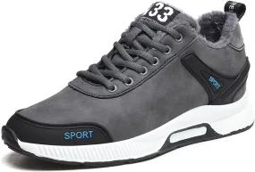 Men's Elevator Sneakers Invisible Height Increasing Leather Upper Lace up Fashion Sneakers