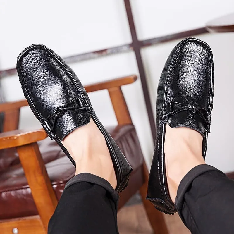 Men's Loafers Shoes Square Toe PU Leather with Tassel Driving Style Loafer Comfortable Anti-Slip Flat Heel Walking Classic Slip On