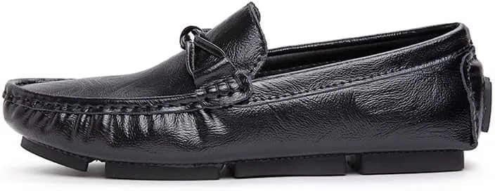 Men's Loafers Shoes Square Toe PU Leather with Tassel Driving Style Loafer Comfortable Anti-Slip Flat Heel Walking Classic Slip On