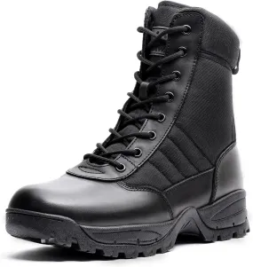 Men's Military Tactical Combat Boots Side Zipper Work Motorcycle Boots 8 inch