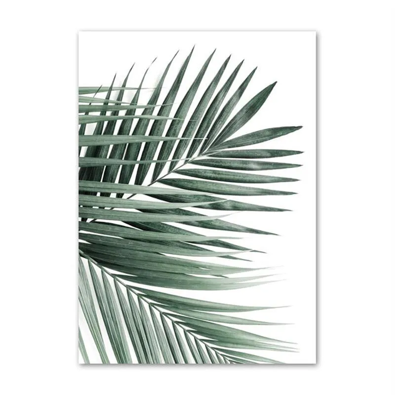 Minimalist White Space Green Monstera Leaves Eucalyptus Leaf Posters Tropical Botanic Wall Art Pictures For Living Room Decor