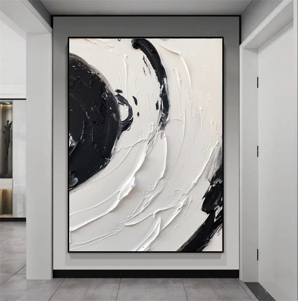 Modern Abstract Black White Minimalist Wall Art Fine Art Canvas Prints Textural Design Pictures For Modern Loft Apartment Home Office Decor