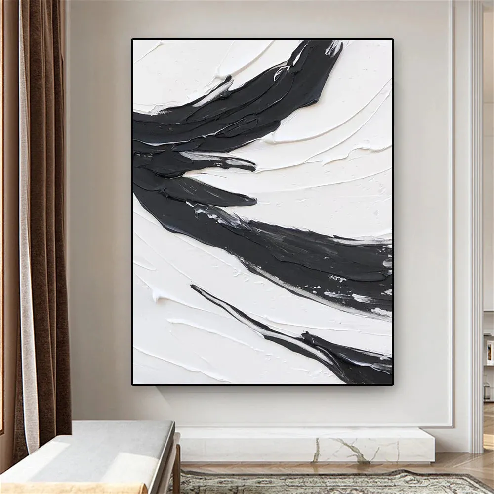 Modern Abstract Black White Minimalist Wall Art Fine Art Canvas Prints Textural Design Pictures For Modern Loft Apartment Home Office Decor