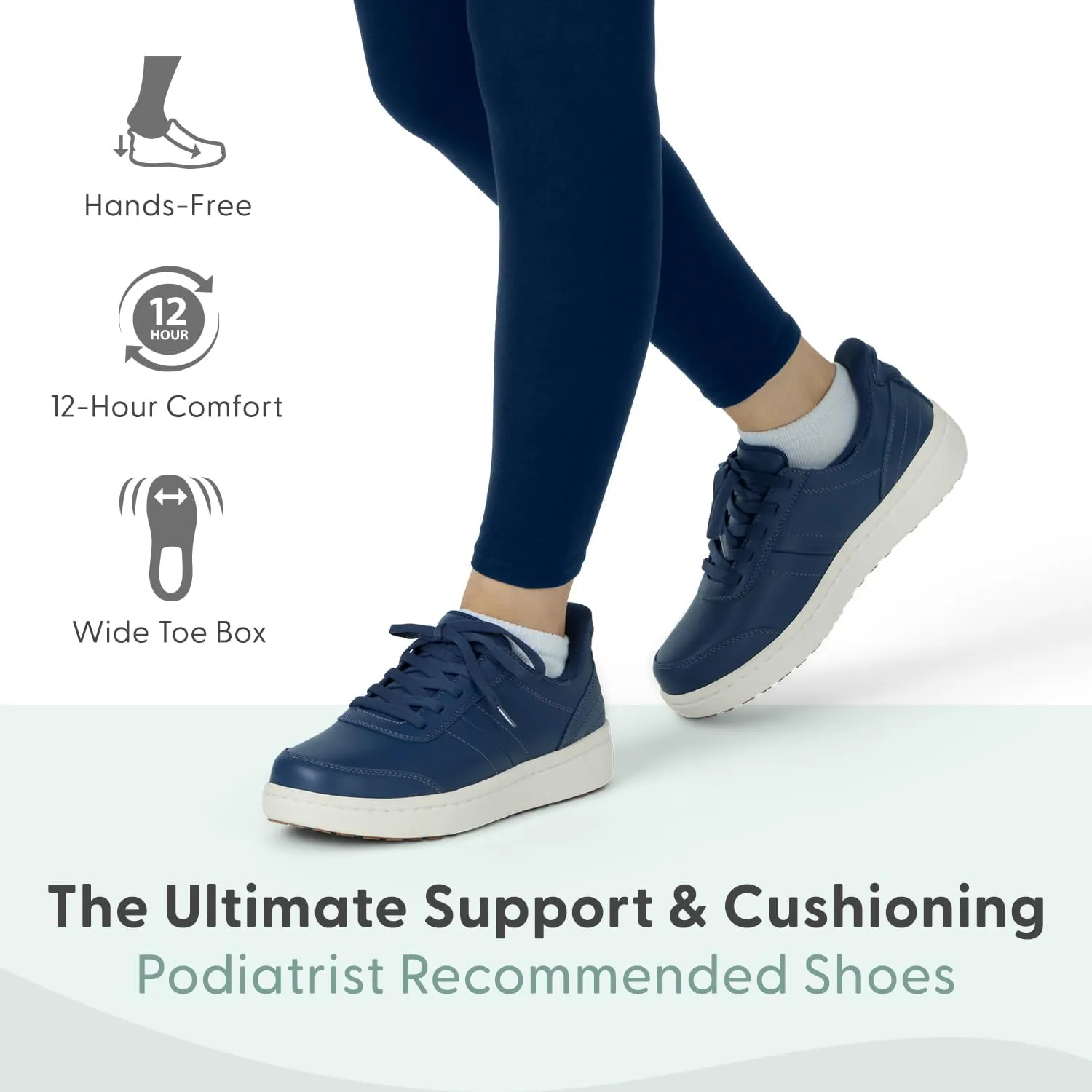 Orthofeet Women's Orthopedic Leather Wander Hands-Free Sneakers