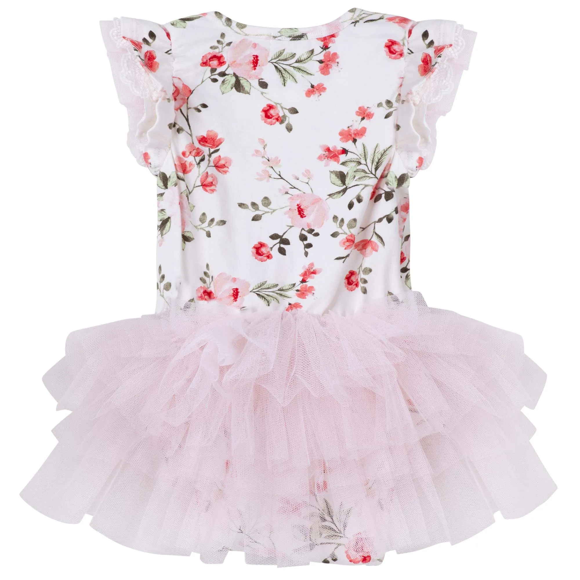 Penny Floral S/S Tutu Romper - Pink