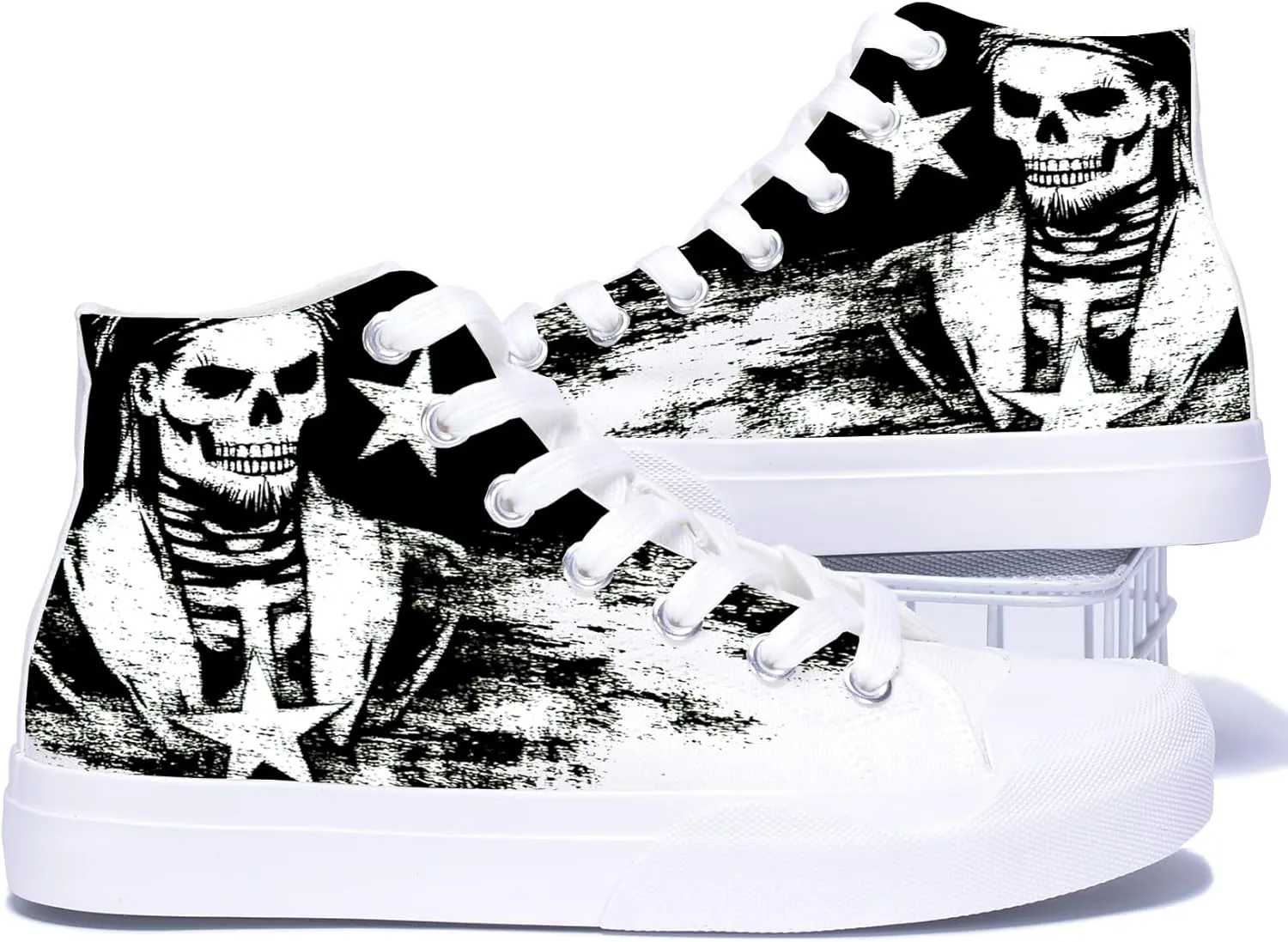 Skulls High Tops Canvas Shoes for Men Women Classic Lace Up Gothic Fashion Sneaker Street Casual Canvas Shoes