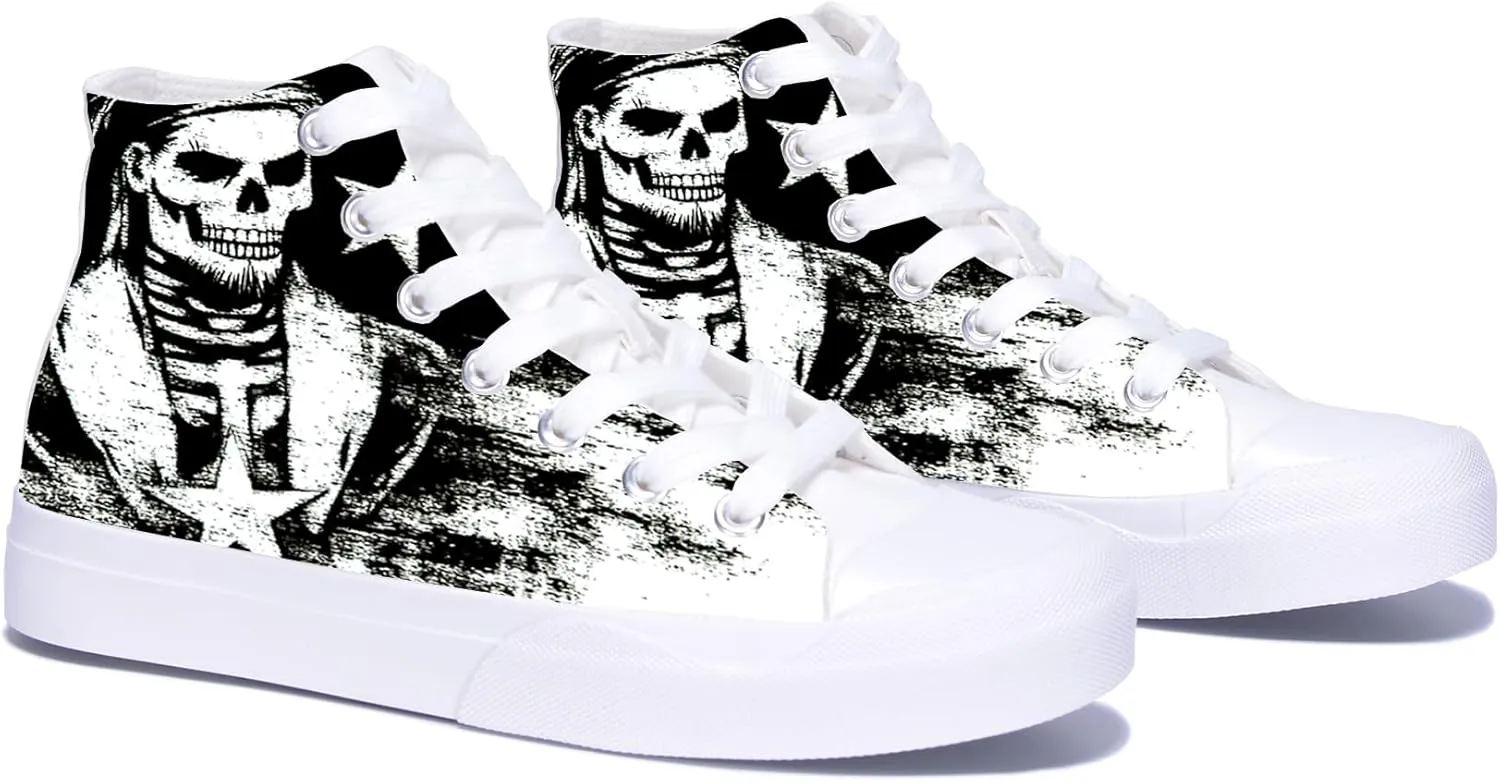 Skulls High Tops Canvas Shoes for Men Women Classic Lace Up Gothic Fashion Sneaker Street Casual Canvas Shoes