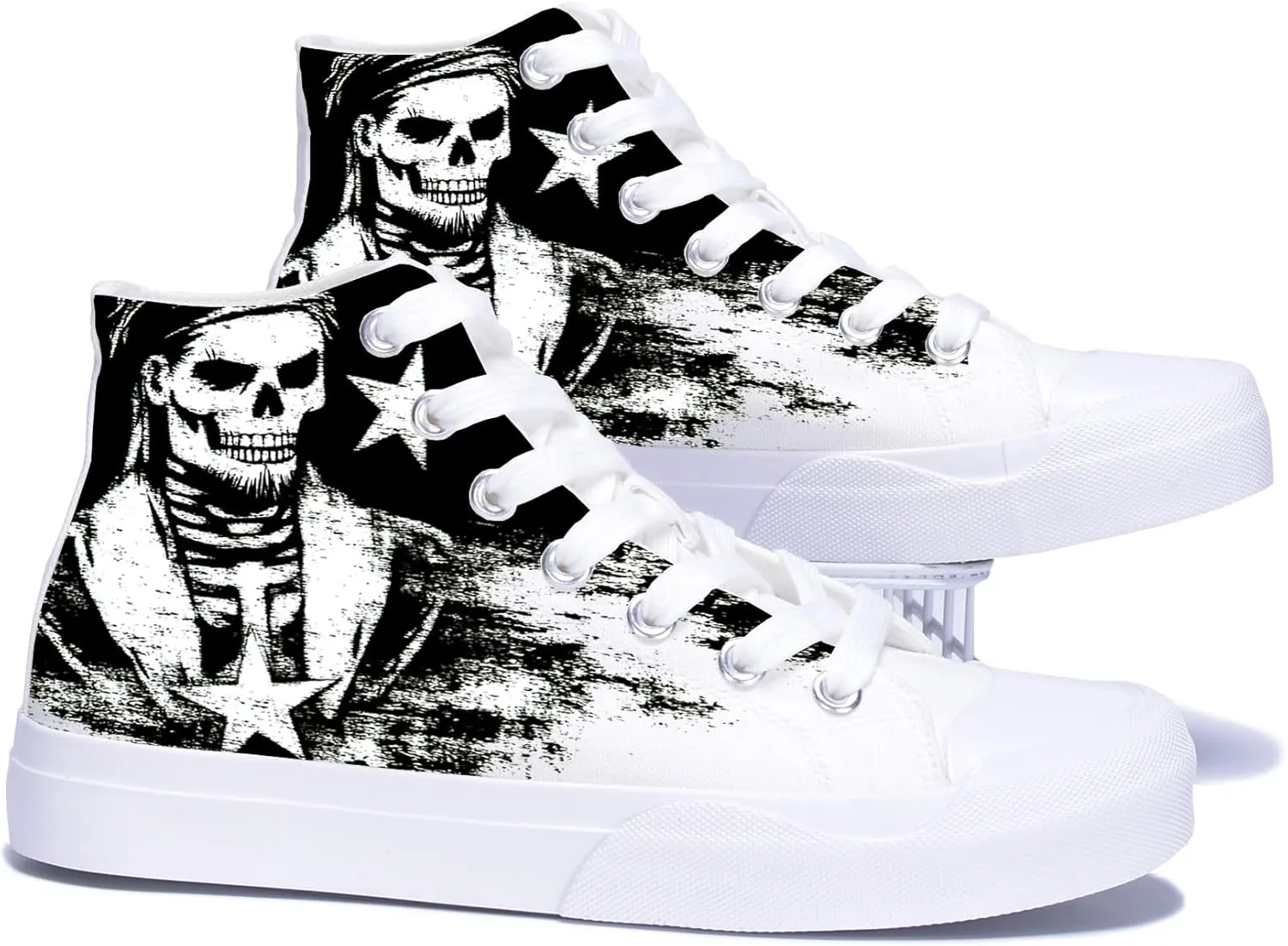 Skulls High Tops Canvas Shoes for Men Women Classic Lace Up Gothic Fashion Sneaker Street Casual Canvas Shoes