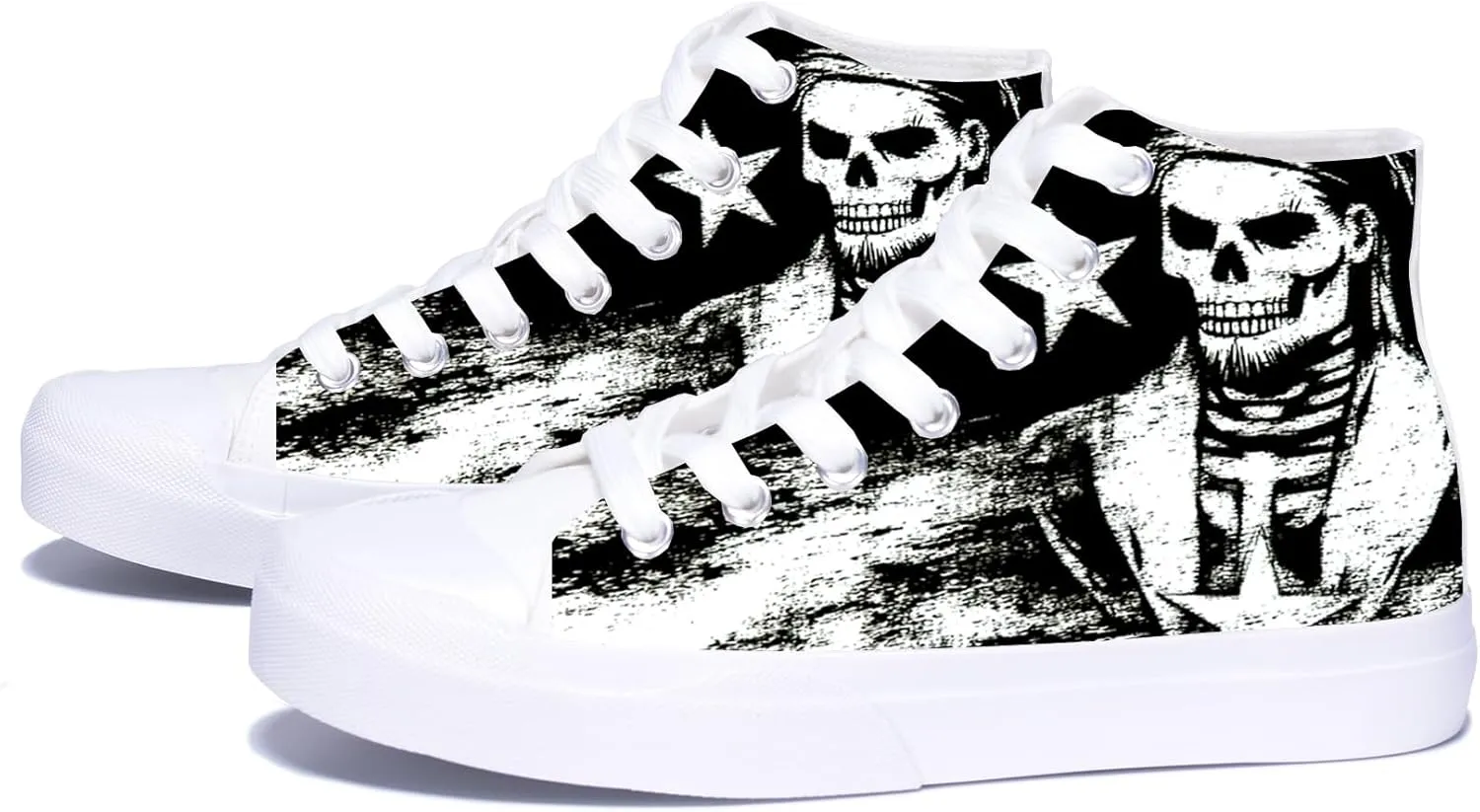 Skulls High Tops Canvas Shoes for Men Women Classic Lace Up Gothic Fashion Sneaker Street Casual Canvas Shoes