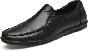 Smoking Loafer for Men Genuine Leather Stitching Details Round Toe Perforated Option Flat Heel Flexible Anti-Slip Lightweight Resistant Driving for Any Attire