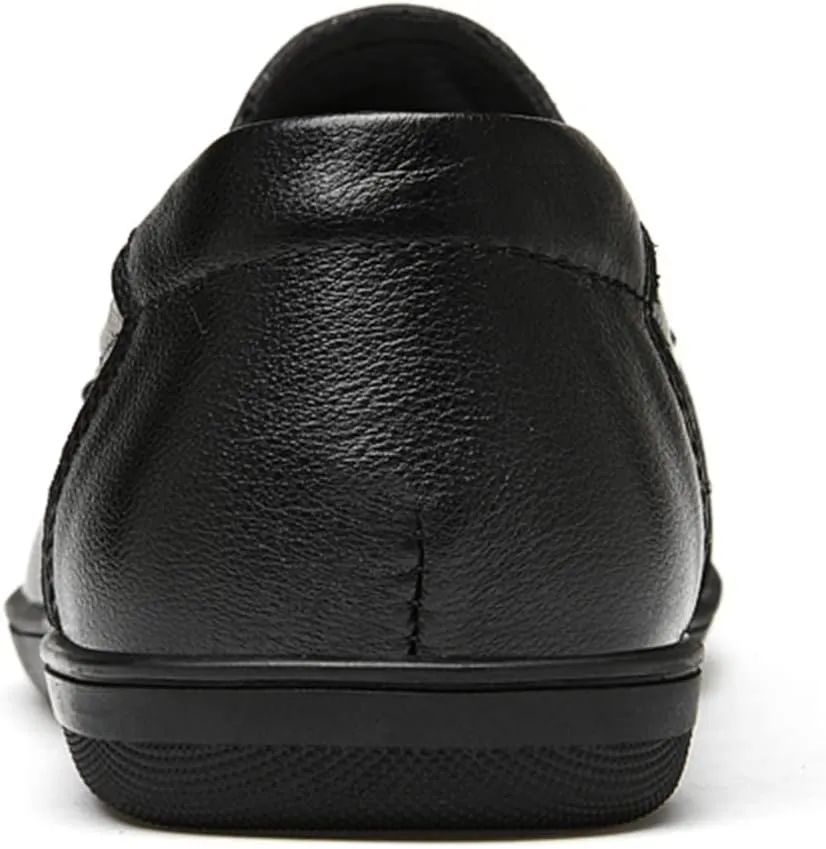 Smoking Loafer for Men Genuine Leather Stitching Details Round Toe Perforated Option Flat Heel Flexible Anti-Slip Lightweight Resistant Driving for Any Attire