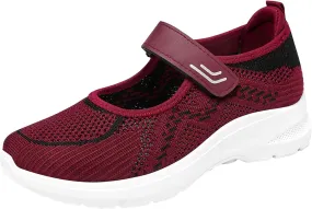 Tennis Shoes for Women Non Slip Sneakers Hook and Loop Strap Running Shoes Outdoor Casual Fitness Elderly Shoes