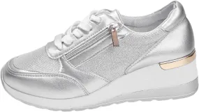 Walking Shoes for Women Low-Top Slip Ons Air Cushioned Lace Up Zipper Sparkly Fashion Casual Shoes Arch Support Jogging Tennis Sneaker Plantar Fasciitis Breathable Comfy Lightweight Shoe