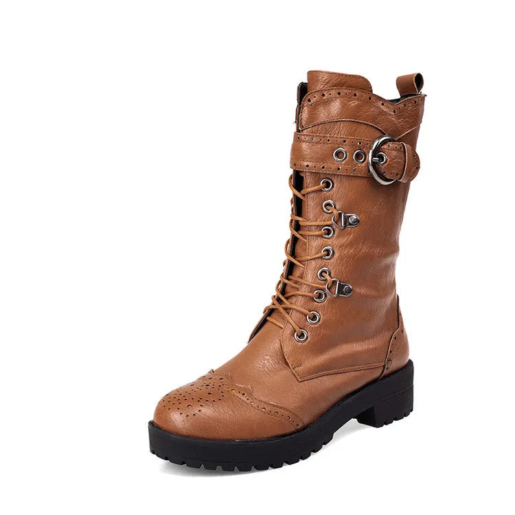 Wenkouban Martin brown Boots Women's Boots British Style Autumn and Winter New Thick Bottom Belt Buckle Short Boots
