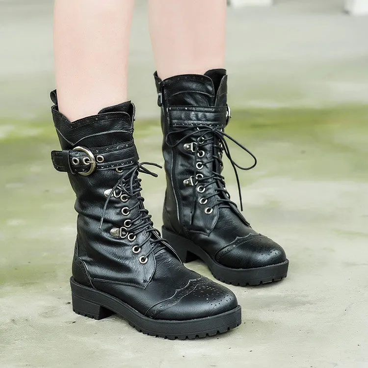 Wenkouban Martin brown Boots Women's Boots British Style Autumn and Winter New Thick Bottom Belt Buckle Short Boots