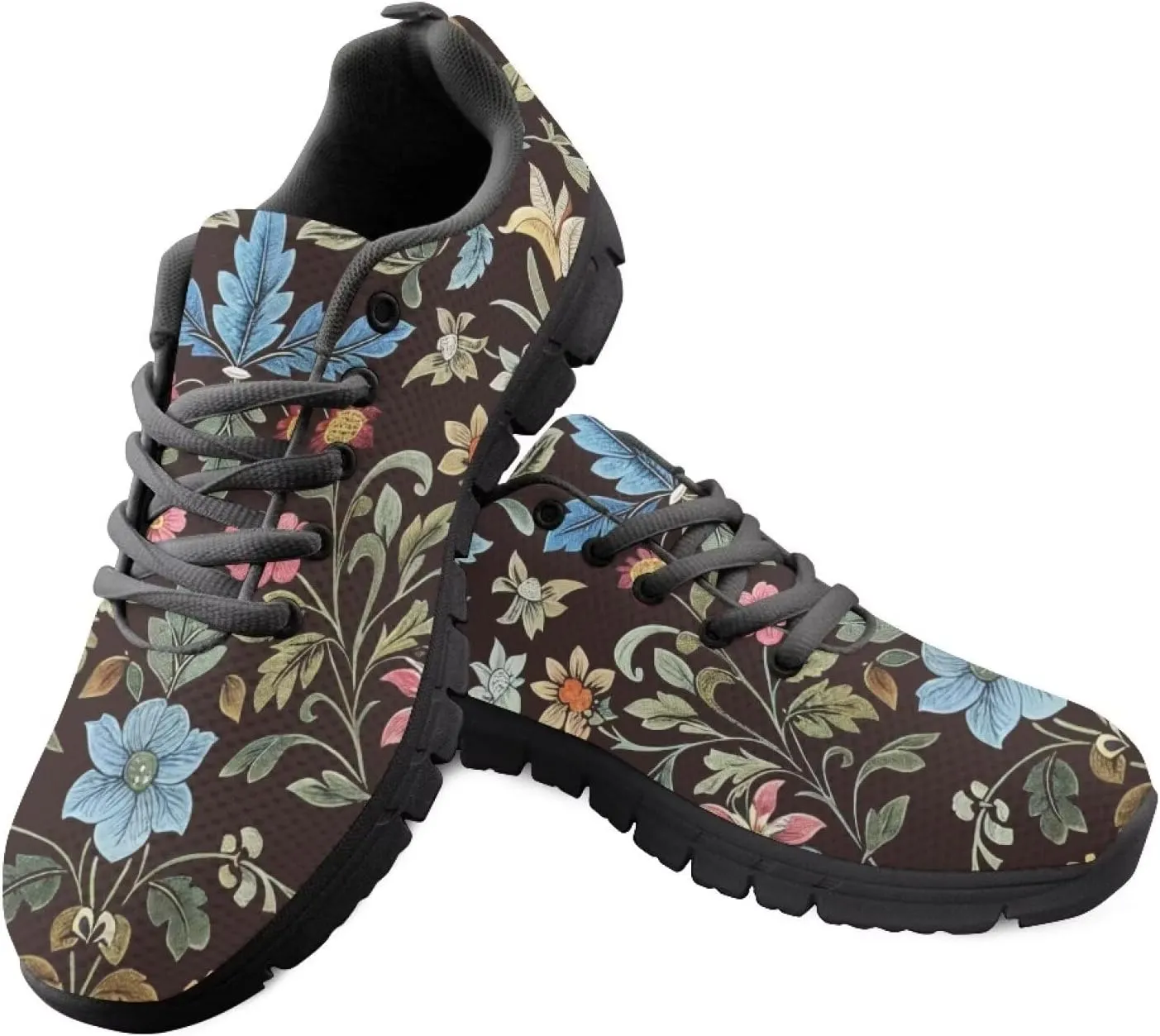 Women Cushioned Running Shoe Outdoor Fashion Sneakers Low Top Casual Comfortable Shoes for Workout US 5-12 Black Sole