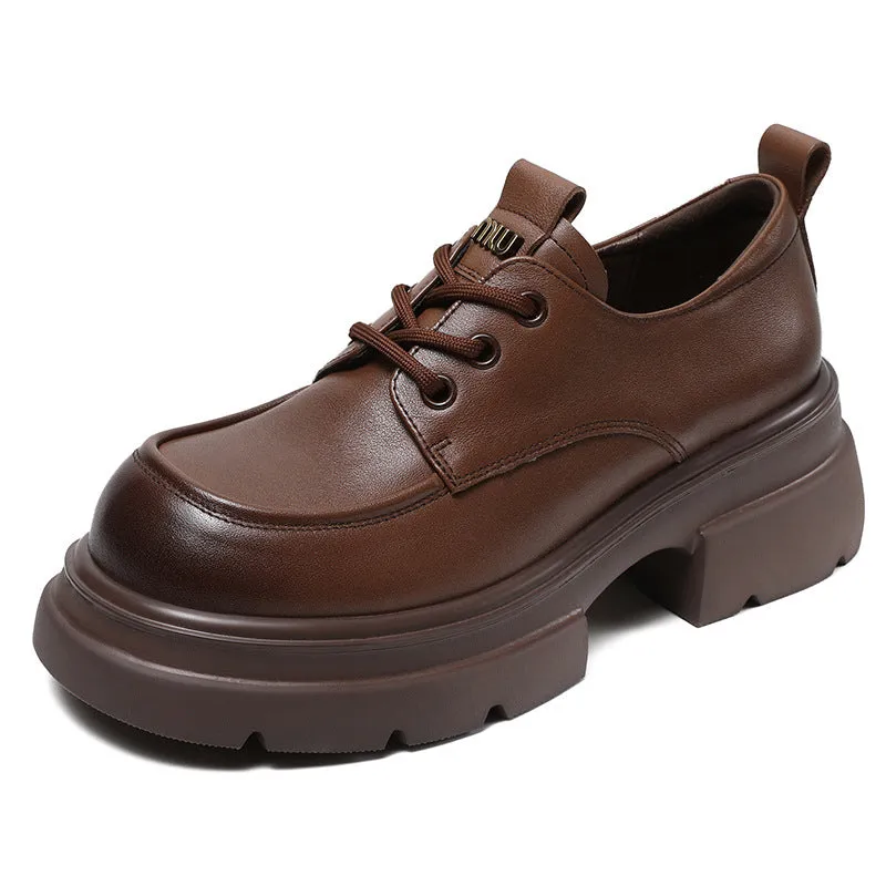 Women Minimalist Leather Chunky Platform Loafers