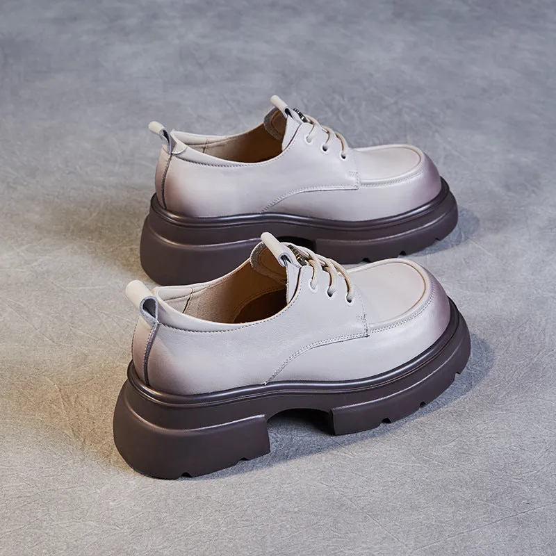 Women Minimalist Leather Chunky Platform Loafers