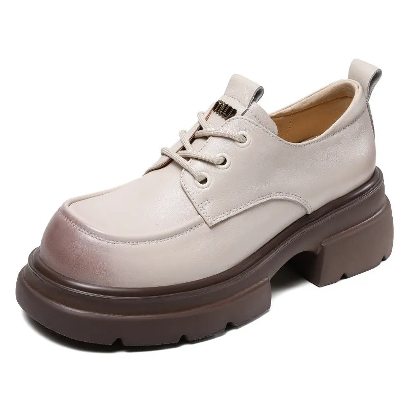 Women Minimalist Leather Chunky Platform Loafers