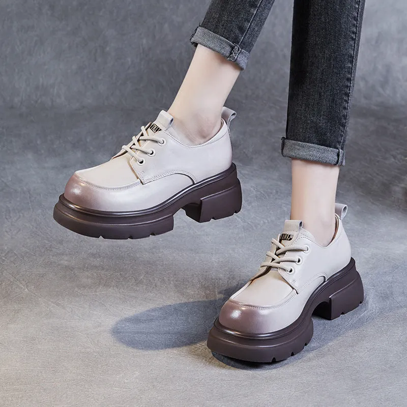 Women Minimalist Leather Chunky Platform Loafers