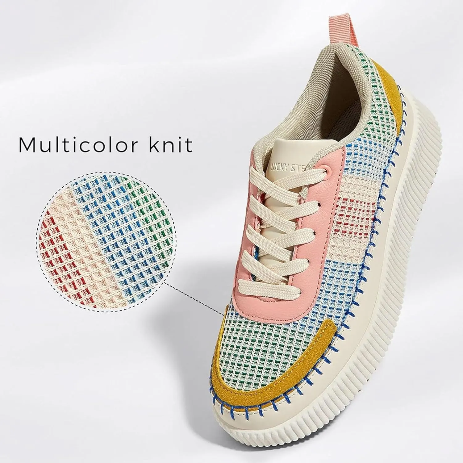 ZSpzx Women's Casual Platform Shoes Multicolour Black Lace Up Low Top Comfortable Breathable Walking Shoe Cushioned Footbed Jogging Tennis Sneaker Round Toe Cute Footwear for Daily Wear